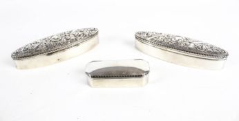 Three late Victorian & Edwardian silver dressing table boxes.