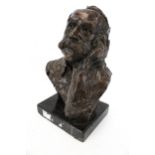 A Kenneth Potts patinated bronze bust of Edward Elgar.