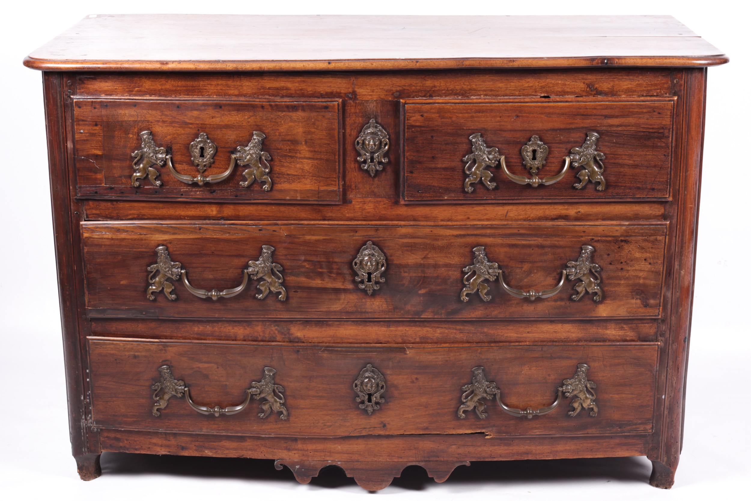 A 17th/18th century Continental walnut chest of drawers.