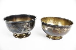 Two similar silver round sugar bowls.