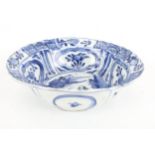 A Chinese Wanli period blue and white 'kraak' bowl.