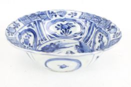 A Chinese Wanli period blue and white 'kraak' bowl.