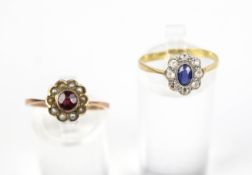 Two early 20th century gold and gem rings rings.