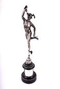 A silver figure of 'Flying Mercury' after Giovanni Bologna by Garrard & Co Ltd.