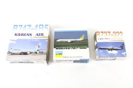 Five Corgi Aviation Archive 'Frontier Airlines' diecast models.