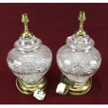 A pair of Heritage Irish Crystal glass table lamps.