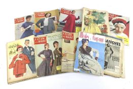 A collection of 1950s vintage French fashion magazines.