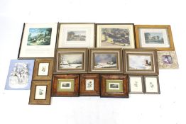 A collection of framed pictures. Including prints and paintings on board, etc. Max.