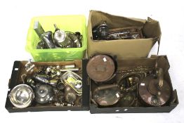 A large assortment of 20th century silverplate, brass and copperware.