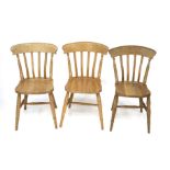 Three pine kitchen dining chairs.