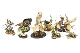 A collection of Border Fine arts and Country Artists resin figures of birds.