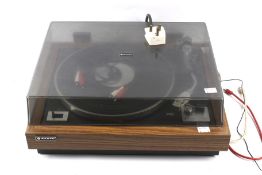 A vintage Sanyo TP625 vinyl record turntable.