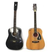 Two vintage acoustic guitars.