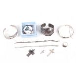 A collection of stamped 925 silver jewellery. Including a necklace, bracelets and crucifix, etc.