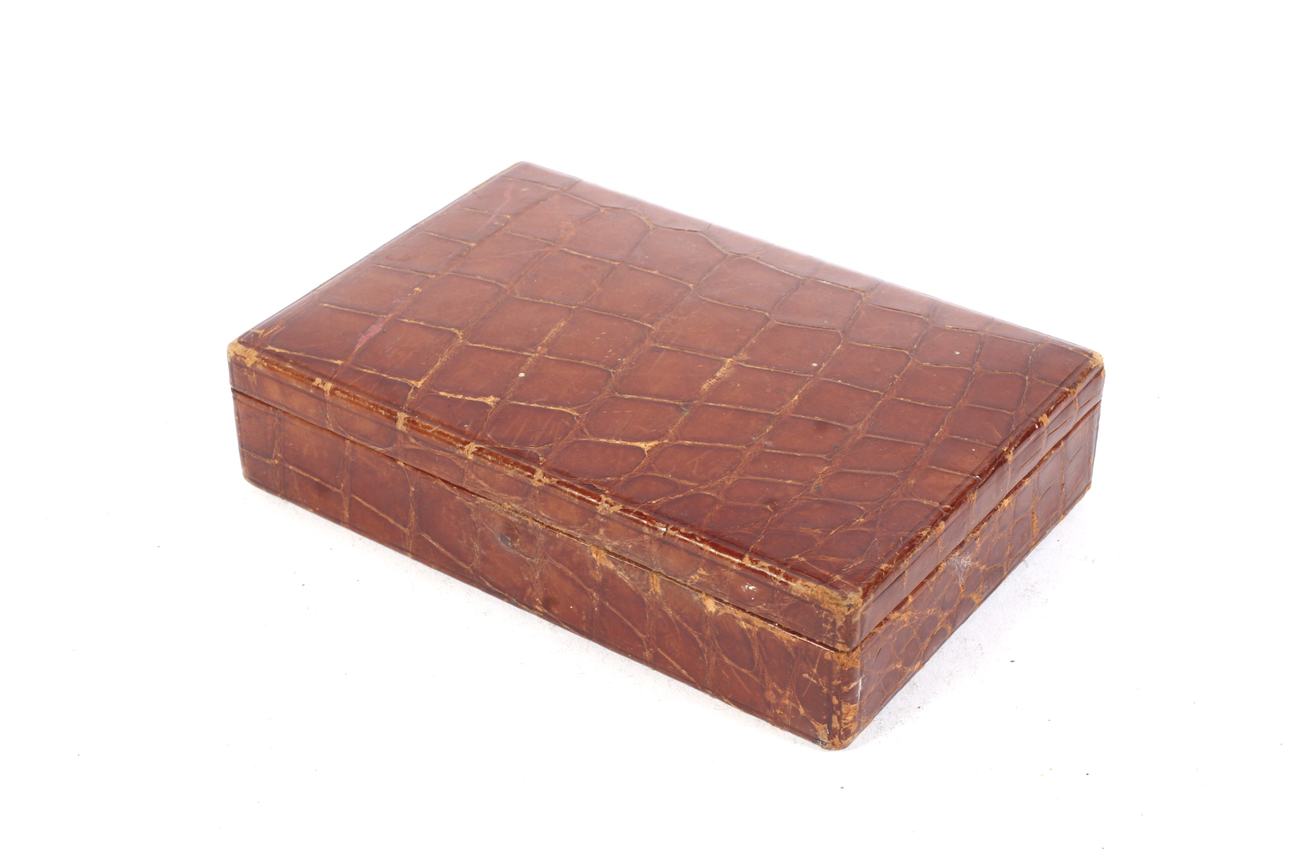 A 20th century crocodile skin jewellery box. - Image 2 of 2