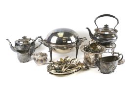 An assortment of Victorian and later silver plate.