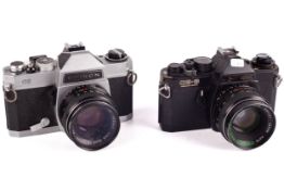 Two Chinon 35mm SLR cameras. To include a Chinon CE-3 with a Chinon 55mm f1.