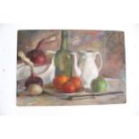 C Vettori, pastel on board of a still life of fruit.