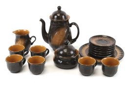 A retro Russian pottery coffee service. Including pot, jug, six cups and saucers, etc. Max.