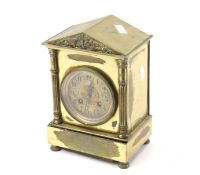 A 20th century brass mantle clock.