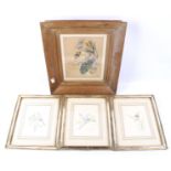 Four paintings of birds and flowers