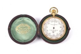 A Negretti & Zambra, London, brass cased pocket barometer. No.