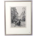 Leon L'hermitte (1844-1925) etching. 'Rue St. Andre', framed and glazed.