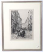 Leon L'hermitte (1844-1925) etching. 'Rue St. Andre', framed and glazed.