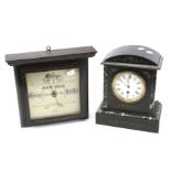 A Kemp Brothers barometer and a 20th century mantle clock.