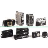 A group of vintage cameras. Including Agfa, Arette, Brownie, etc.