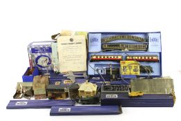 A quantity of 1960s period Meccano Hornby OO gauge model railway trains and accessories.