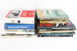 A collection of books relating to aircraft and WWII. Including 'The Lancaster Story', etc.