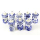 Eight Spode spice jars.