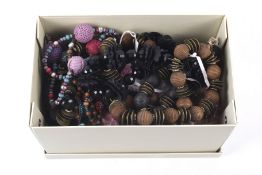 A box of assorted contemporary costume jewellery. Many still with 'Baglady' label, etc.
