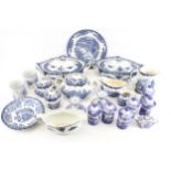 A collection of blue and white kitchen ceramics.