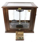 A vintage W&J George Ltd set of cased 'Rocmetpscientific balance scales.