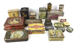 A collection of vintage tins. Including Huntley & Palmers, Gray Dunn & Co, etc.