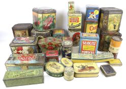 A collection of vintage tins. Including Ripley's Cream Toffee, Tetley's Tea, Cerebos Salt, etc.