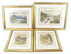 Four Victorian landscape watercolour paintings.