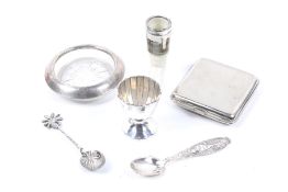 An assortment of hallmarked silver and white metal items.