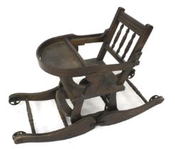 Edwardian metamorphic high chair and rocker.