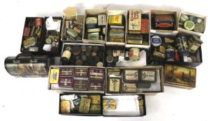 A large collection of vintage tins.
