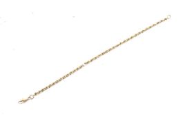 A vintage 9ct gold rope bracelet. On a trigger clasp, import marks for Birmingham 1990, 18.