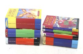 A set of seven J. K. Rowling Harry Potter books.