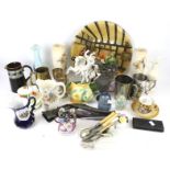 An assortment of vintage ceramics and glassware.