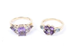 Two QVC 9ct gold and gem set rings.