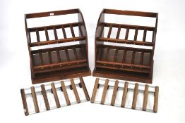 A pair of wooden wine racks.