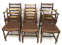 A set of six oak chairs.