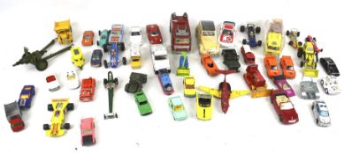 A collection of playworn diecast. Including Corgi Formula 1 racers and aircraft, Matchbox cars, etc.