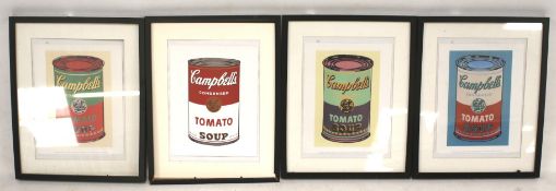 A set of four Andy Warhol 'soup can' prints.